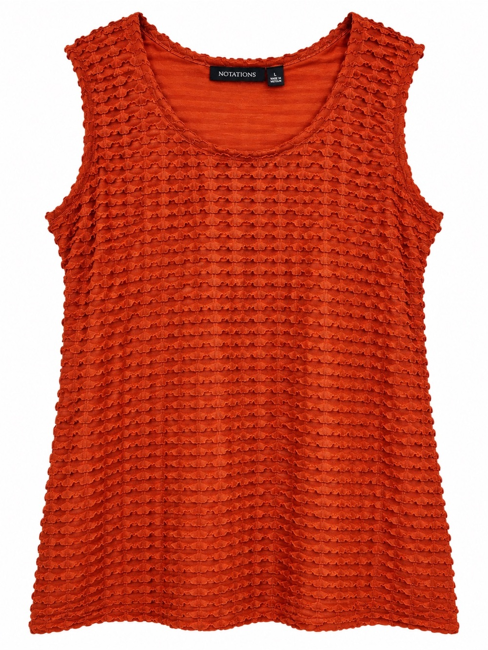 Notations Textured Ruffle Sleeveless Tank Top Burnt Orange Size Large